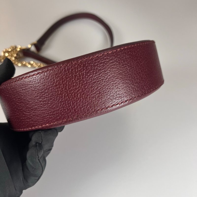 GUCCI 550618 酒紅皮革圓餅包-4