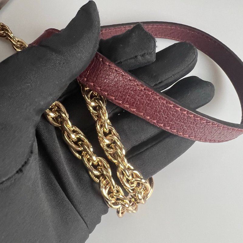 GUCCI 550618 酒紅皮革圓餅包-8