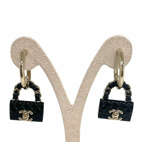 CHANEL 香奈兒 CF造型耳環 合金 金色