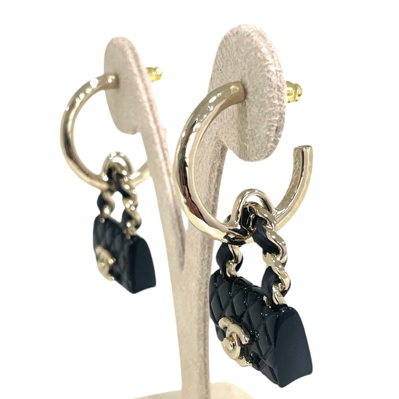 CHANEL 香奈兒 CF造型耳環 合金 金色-3