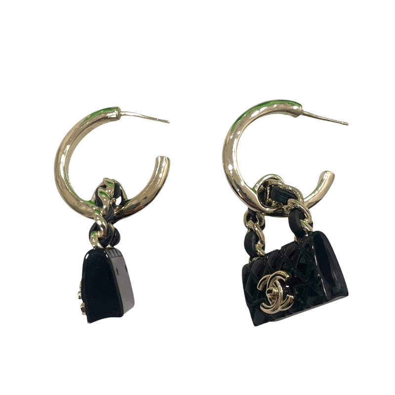 CHANEL 香奈兒 CF造型耳環 合金 金色-4