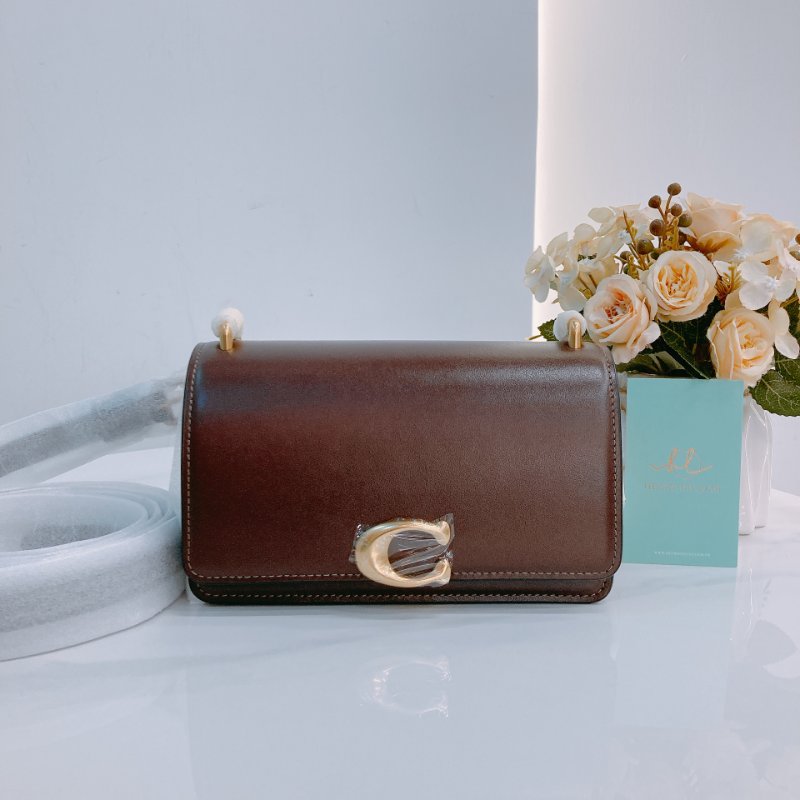 MS0662 Coach 蔻馳C扣肩帶包包 Bandit 18cm Crossbody Calfskin Burgundy-0