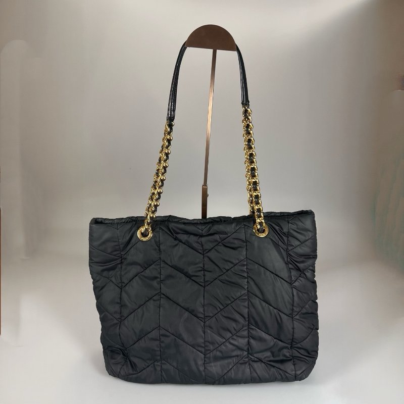 PRADA BR4383 黑金尼龍鍊條托特包-1