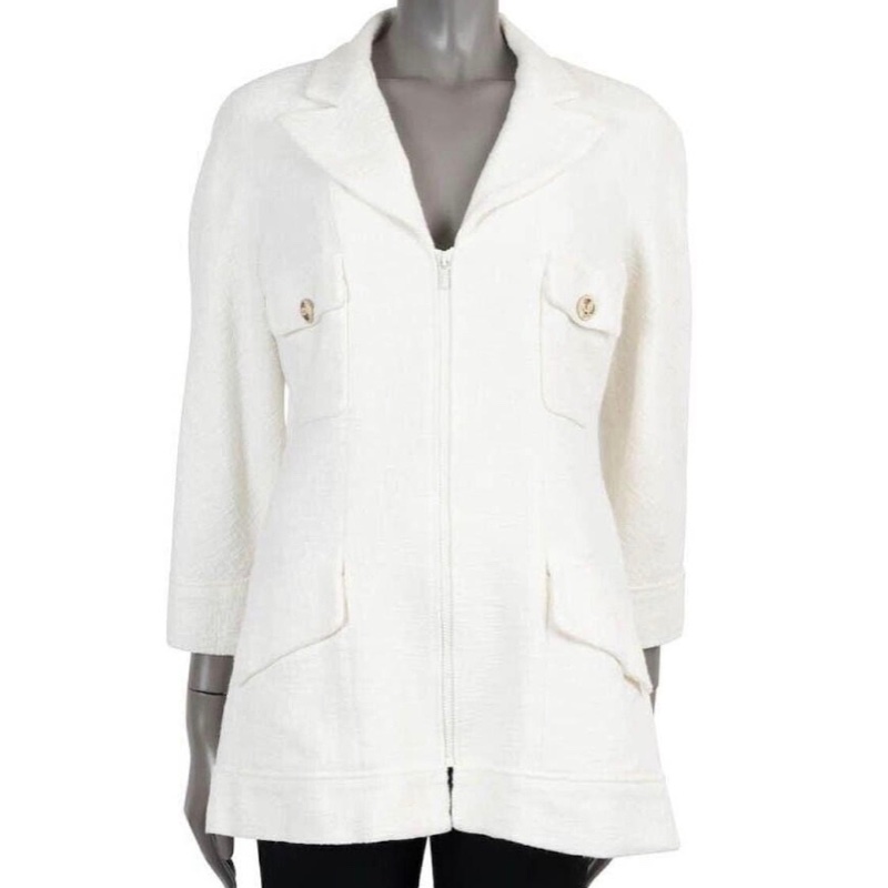 CHANEL奶白色粗花呢外套-3