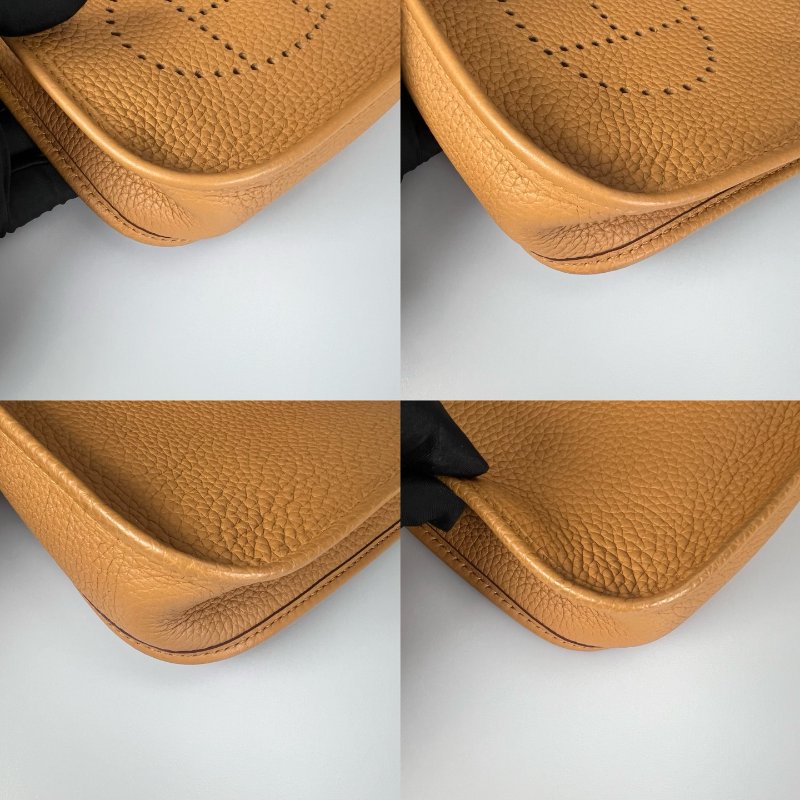 HERMES Z刻 餅乾色EVELYNE TPM 肩背包-8