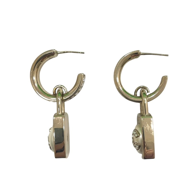 CHANEL 香奈兒 5號水鑽耳環 合金 淡金色-4