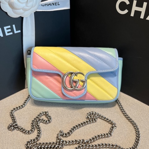 GUCCI古馳 Marmont馬卡龍色馬蒙迷你mini