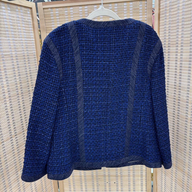 Chanel香奈兒 13P藏青色圓領粗花呢編織小流蘇外套 劉詩詩同款 34碼-1