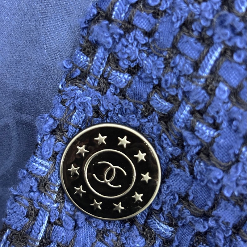 Chanel香奈兒 13P藏青色圓領粗花呢編織小流蘇外套 劉詩詩同款 34碼-5