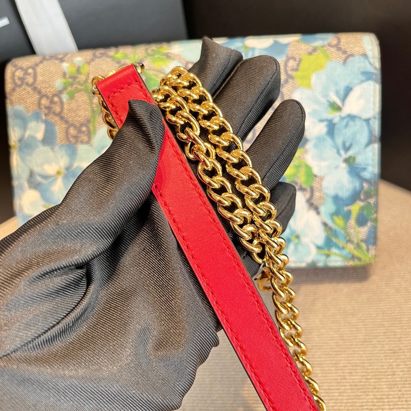 Gucci古馳藍色天竺葵WOC鏈條包-1