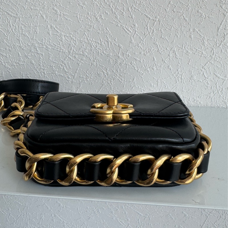 chanel AS8231黑色迷你掀蓋金鍊斜背鏈包 超可愛❤️🔥❤️🔥-3