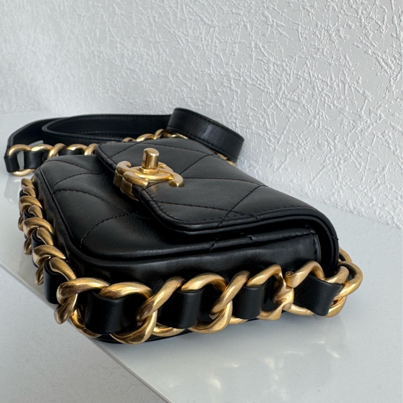 chanel AS8231黑色迷你掀蓋金鍊斜背鏈包 超可愛❤️🔥❤️🔥-4