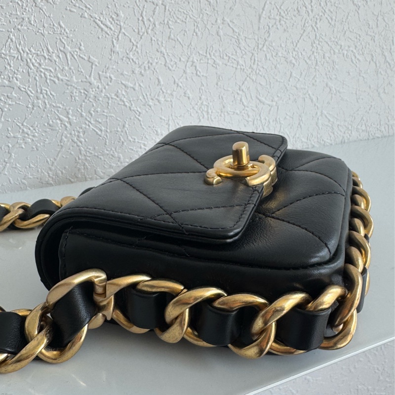 chanel AS8231黑色迷你掀蓋金鍊斜背鏈包 超可愛❤️🔥❤️🔥-5