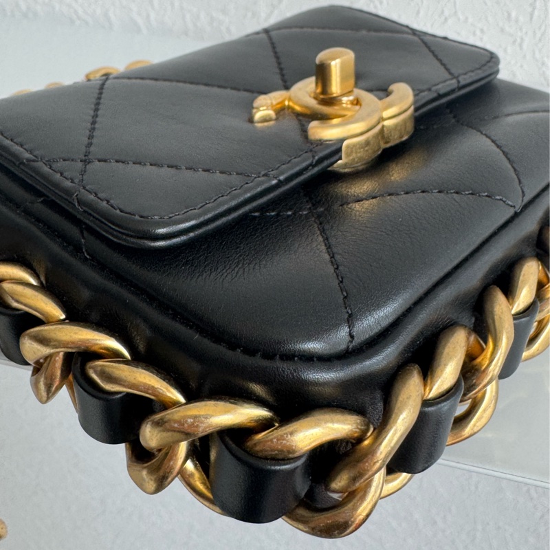 chanel AS8231黑色迷你掀蓋金鍊斜背鏈包 超可愛❤️🔥❤️🔥-7