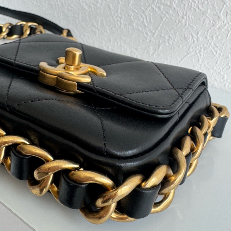 chanel AS8231黑色迷你掀蓋金鍊斜背鏈包 超可愛❤️🔥❤️🔥-8