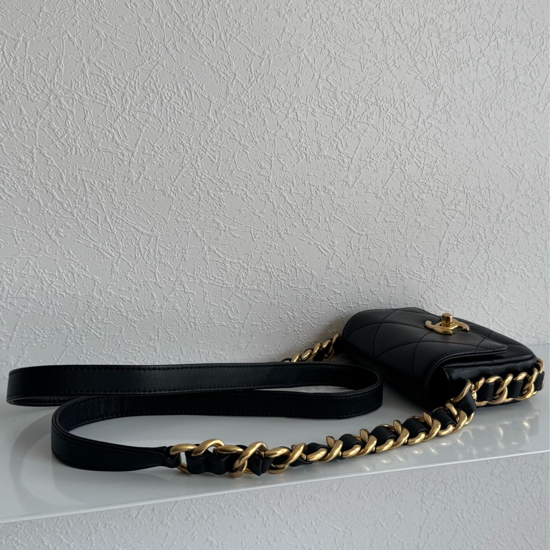 chanel AS8231黑色迷你掀蓋金鍊斜背鏈包 超可愛❤️🔥❤️🔥-29