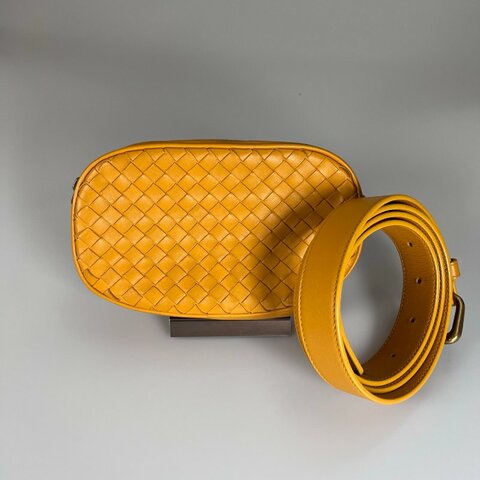 BV B07790971V 黃色小編織腰包