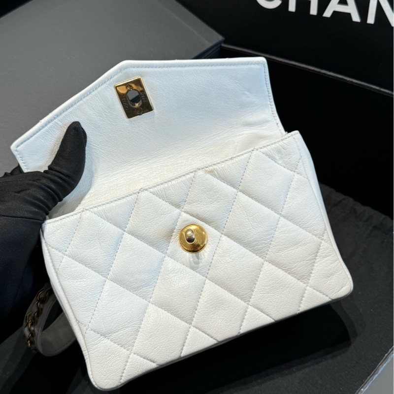 Chanel香奈兒白金羊皮腰包-7