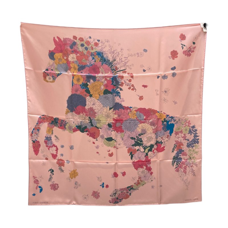 HERMES 絲巾 絲綢 粉色-1