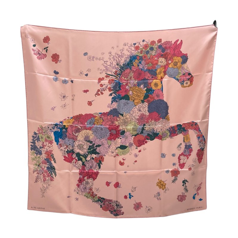 HERMES 絲巾 絲綢 粉色-2