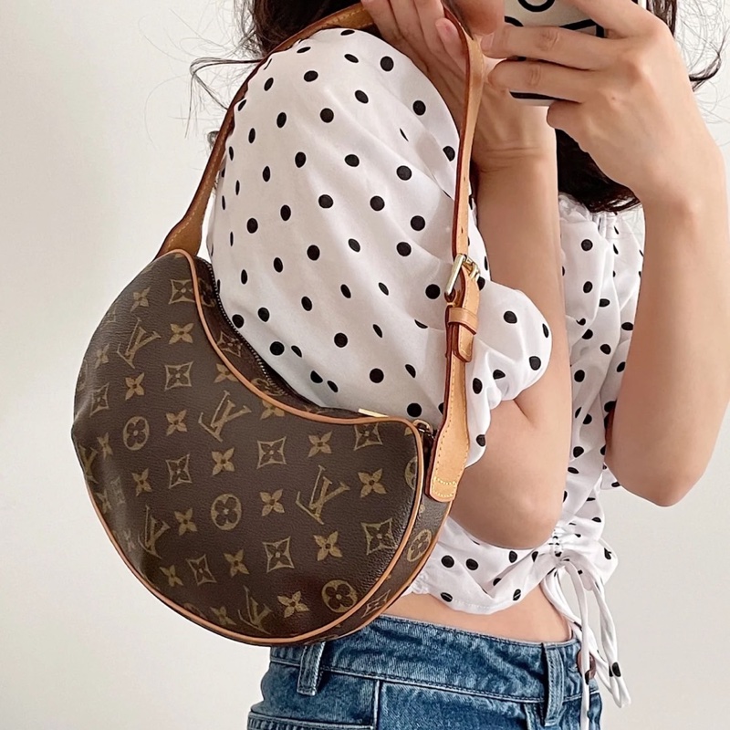 「JL精品代購」9新 Lv 老花Croissant豌豆包 中號-1