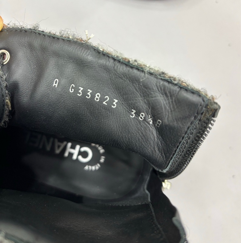 Chanel 粗花呢針織珍珠短靴38.5碼-4