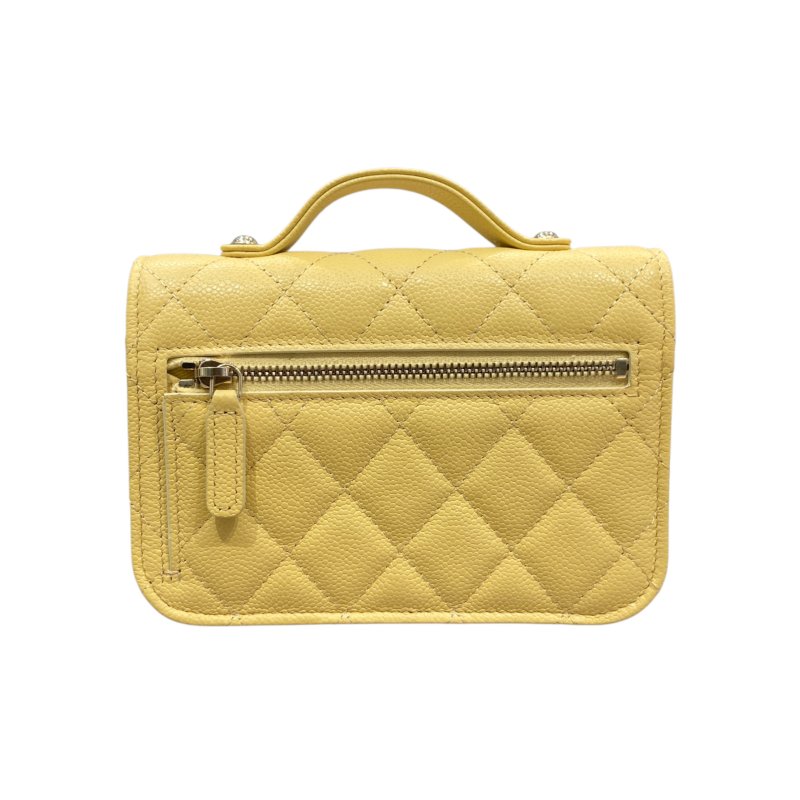 CHANEL 香奈兒 AP2914 BUSINESS AFFINITY BAG 小型手把口蓋郵差包 小牛皮 淺黃色 淺金釦-2