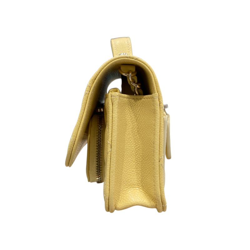 CHANEL 香奈兒 AP2914 BUSINESS AFFINITY BAG 小型手把口蓋郵差包 小牛皮 淺黃色 淺金釦-3