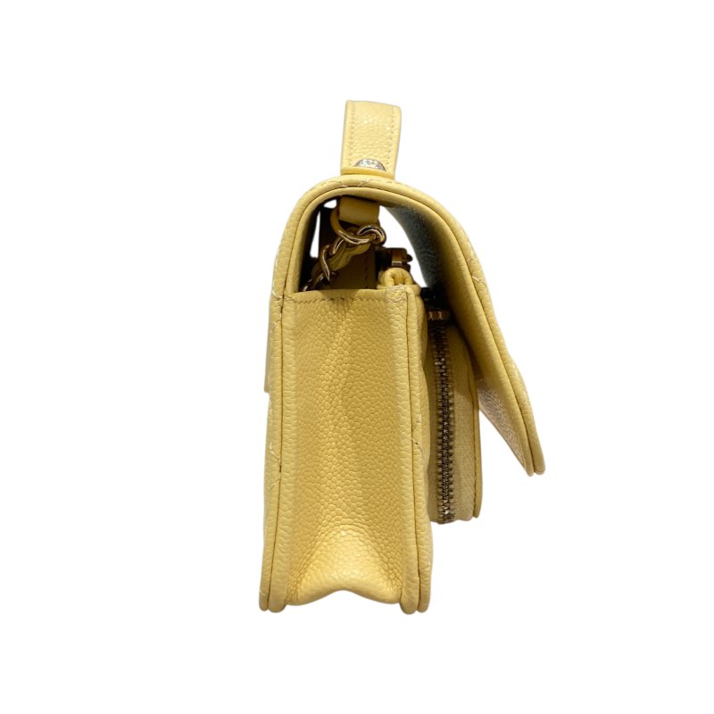 CHANEL 香奈兒 AP2914 BUSINESS AFFINITY BAG 小型手把口蓋郵差包 小牛皮 淺黃色 淺金釦-4