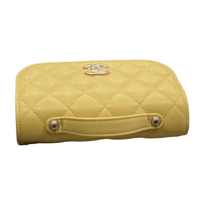 CHANEL 香奈兒 AP2914 BUSINESS AFFINITY BAG 小型手把口蓋郵差包 小牛皮 淺黃色 淺金釦-5