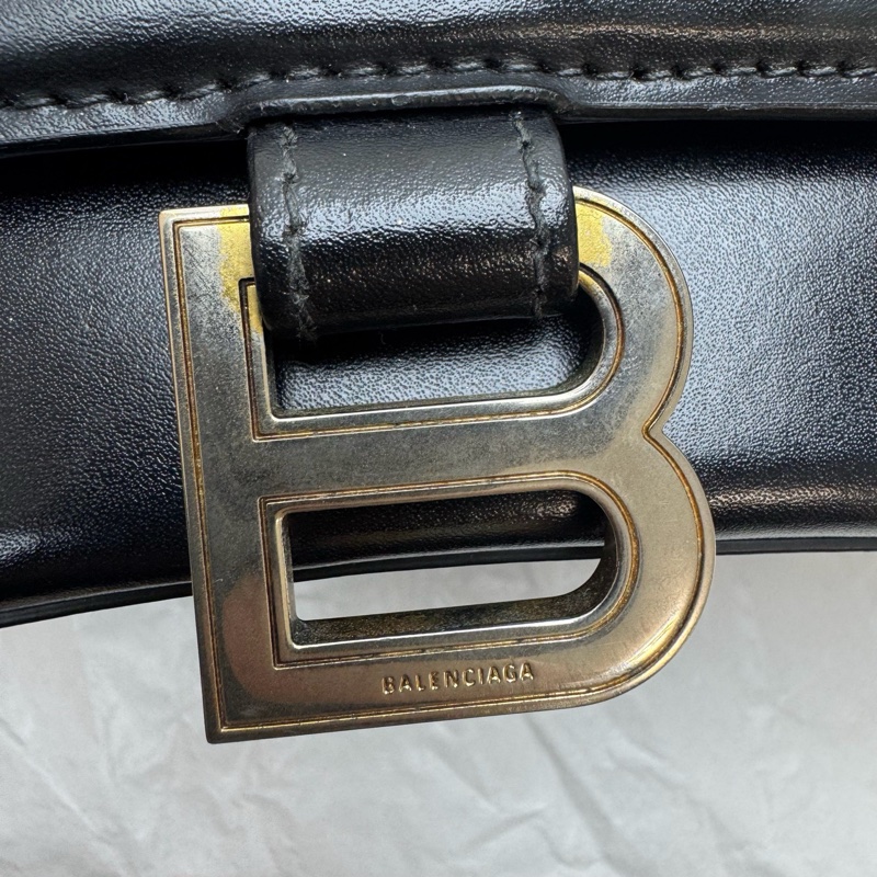 Balenciaga巴黎世家經典沙漏包 s 黑金 原始成色-6