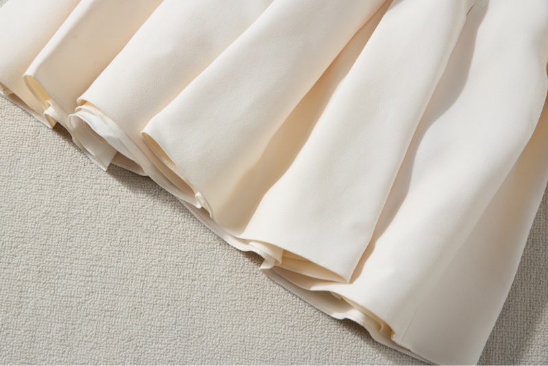 DIOR 奶杏色收腰法式優雅通勤連衣裙-7