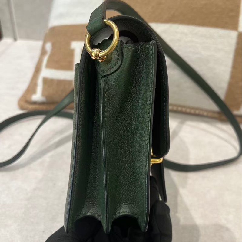 🌈Hermes💚Mini Roulis 19💚英國綠金扣🌈98.5新🌟Evercolor皮🌟miniroulis🌟roulis19🌟愛馬仕🌟-3