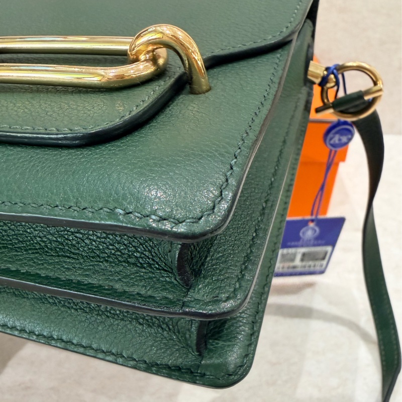 🌈Hermes💚Mini Roulis 19💚英國綠金扣🌈98.5新🌟Evercolor皮🌟miniroulis🌟roulis19🌟愛馬仕🌟-6