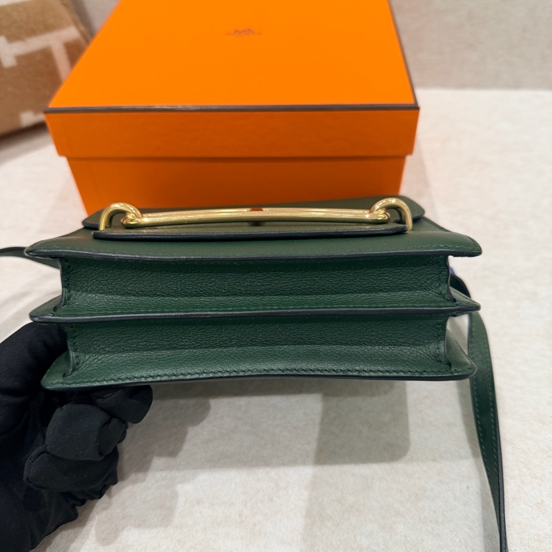 🌈Hermes💚Mini Roulis 19💚英國綠金扣🌈98.5新🌟Evercolor皮🌟miniroulis🌟roulis19🌟愛馬仕🌟-7