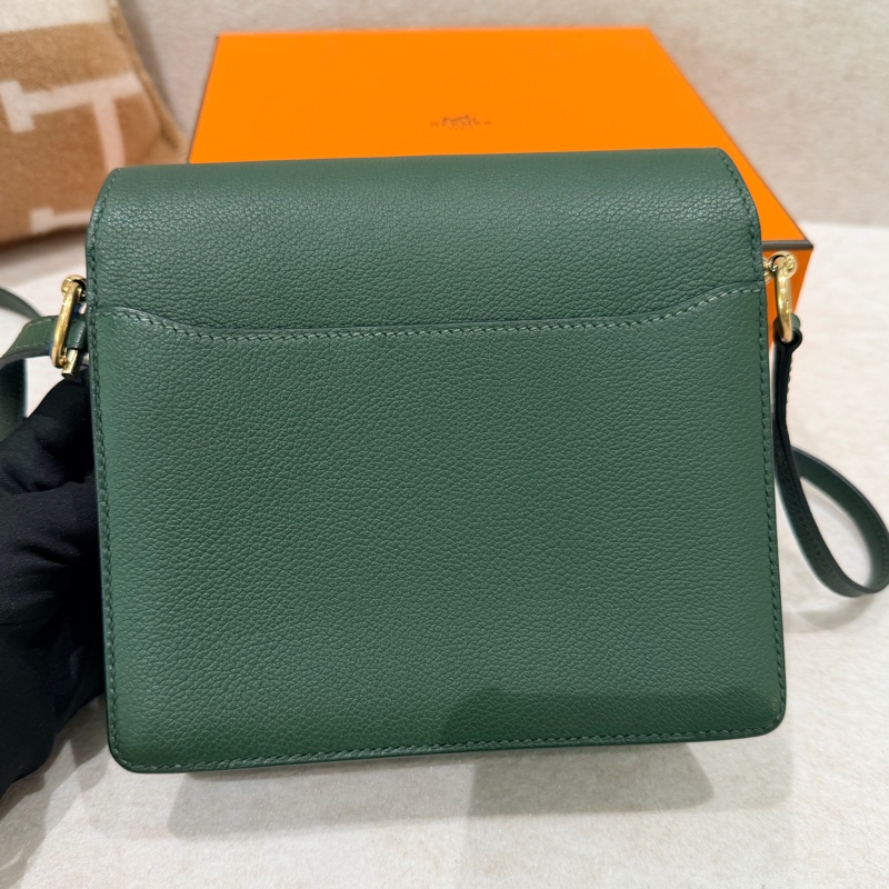 🌈Hermes💚Mini Roulis 19💚英國綠金扣🌈98.5新🌟Evercolor皮🌟miniroulis🌟roulis19🌟愛馬仕🌟-9