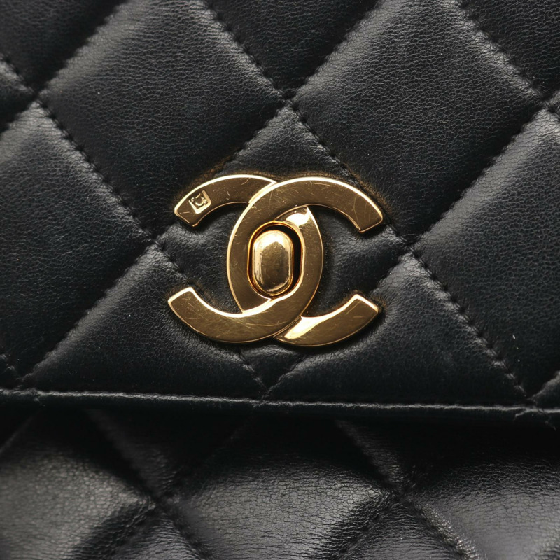 香奈兒 (CHANEL) Matelasse 手袋,羊皮材質,黑色,金色五金,二手,女士 Coco CC 標誌-5