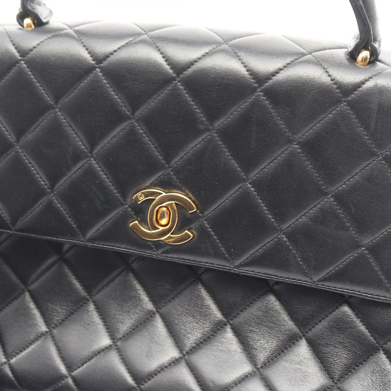 香奈兒 (CHANEL) Matelasse 手袋,羊皮材質,黑色,金色五金,二手,女士 Coco CC 標誌-6