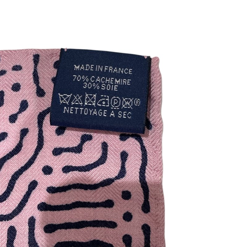 HERMES 披巾 喀什米爾 月球 馬 深藍/粉色-3