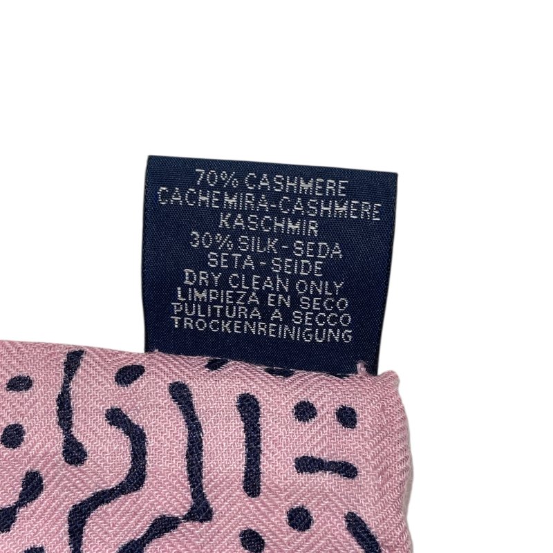 HERMES 披巾 喀什米爾 月球 馬 深藍/粉色-4