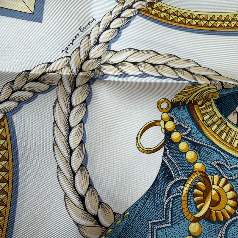 愛馬仕 Hermes 「盛宴」90✖️90典藏絲巾方巾 奶油色/ 金色/多色-7