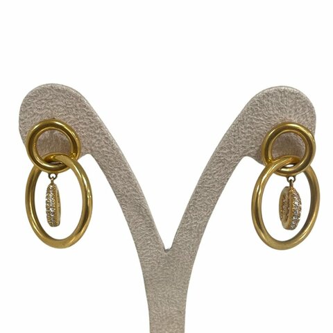 DIOR 迪奧 圓圈水鑽CD造型耳環 合金 金色