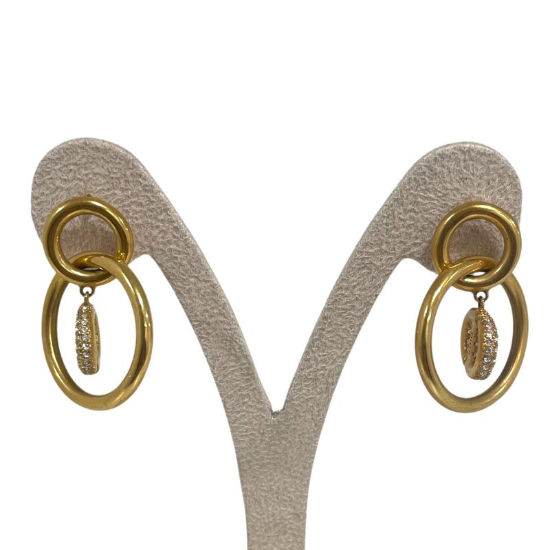 DIOR 迪奧 圓圈水鑽CD造型耳環 合金 金色-0