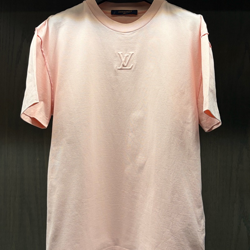 LV路易威登 LOUIS VUITTON 95新浮雕LOGO粉色XS 短袖T恤-2