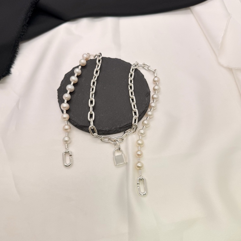 Tiffany蒂芙尼HardWear系列Ag925銀珍珠➕小鎖手鍊-5