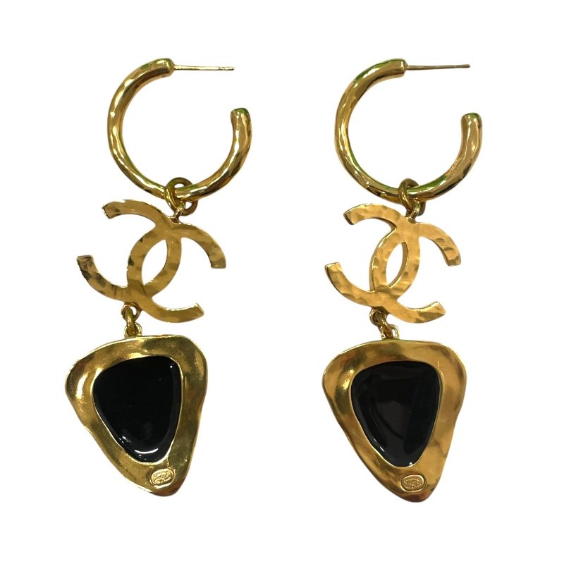 CHANEL 香奈兒 復古垂墜耳環 合金 金色-4