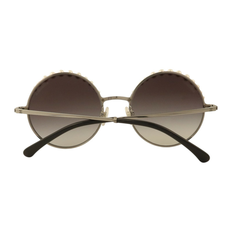 CHANEL 金屬/PVC Pearl Round Sunglasses太陽眼鏡-4