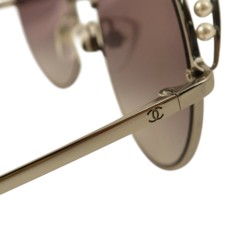 CHANEL 金屬/PVC Pearl Round Sunglasses太陽眼鏡-8