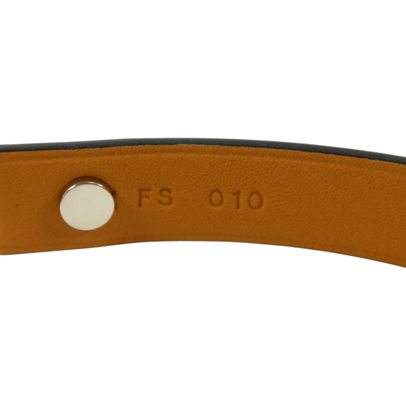 HERMES Swift皮革Mini Dog Double Tour Bracelet銀扣手鏈Bleu Brighton-6