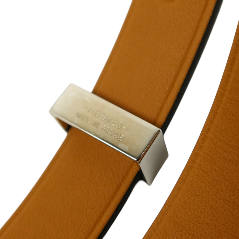 HERMES Swift皮革Mini Dog Double Tour Bracelet銀扣手鏈Bleu Brighton-7